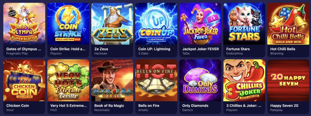 Betmatch casino játékválasztéka