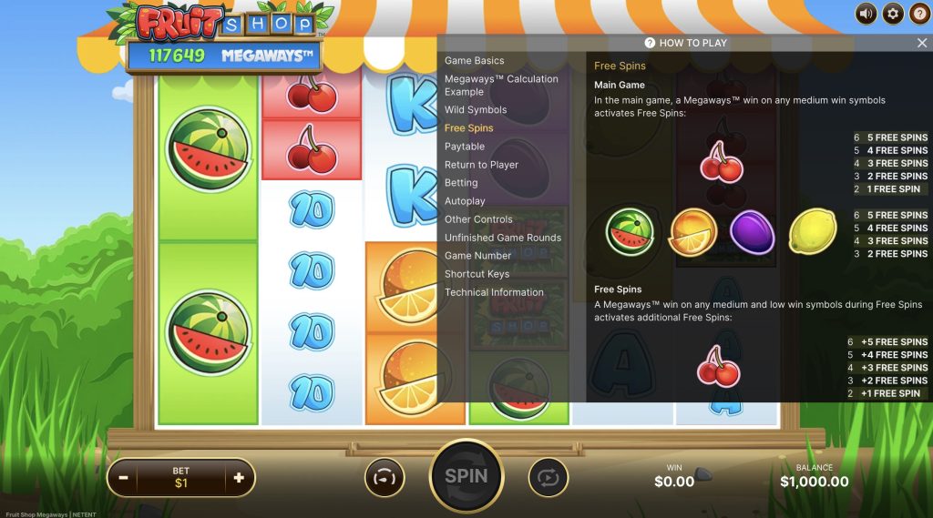 Fruit Shop Megaways Szimbólumok
